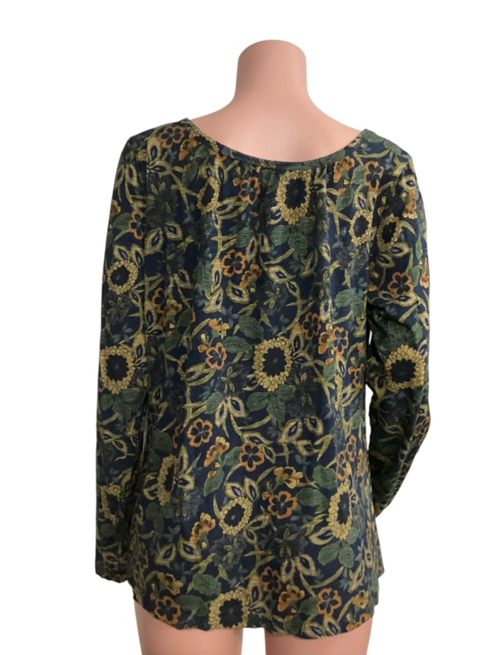Natural Life Iris Cotton Dahlias Floral Scoop Neck Long-Sleeve Top Size Large - Picture 5 of 7